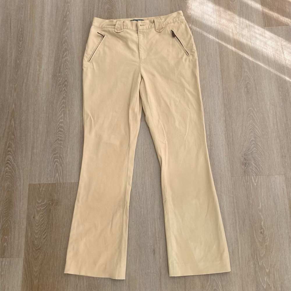 Vintage Lauren Ralph Lauren Tan Bootcut Dress Pants Mid Rise 6 Petite
